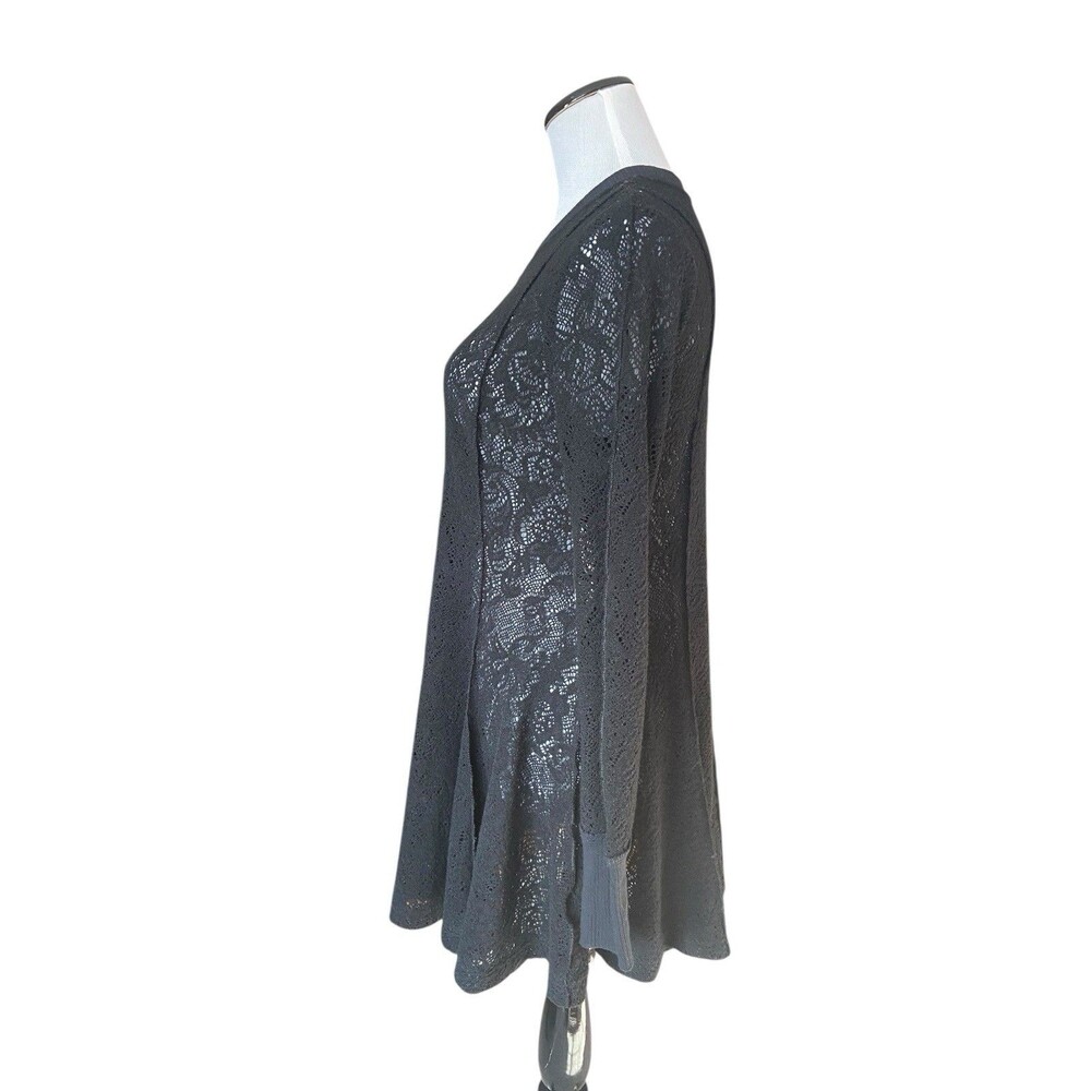 Free People‎ Black Lace Tunic Dress Size S Boho Goth Romantic Witchy Fit & Flare - Picture 2 of 13